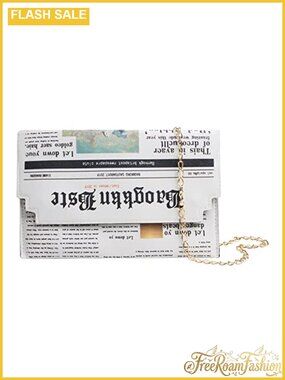 Women Newspaper Print Messenger Bag Small Square Shoulder Bag Versatile